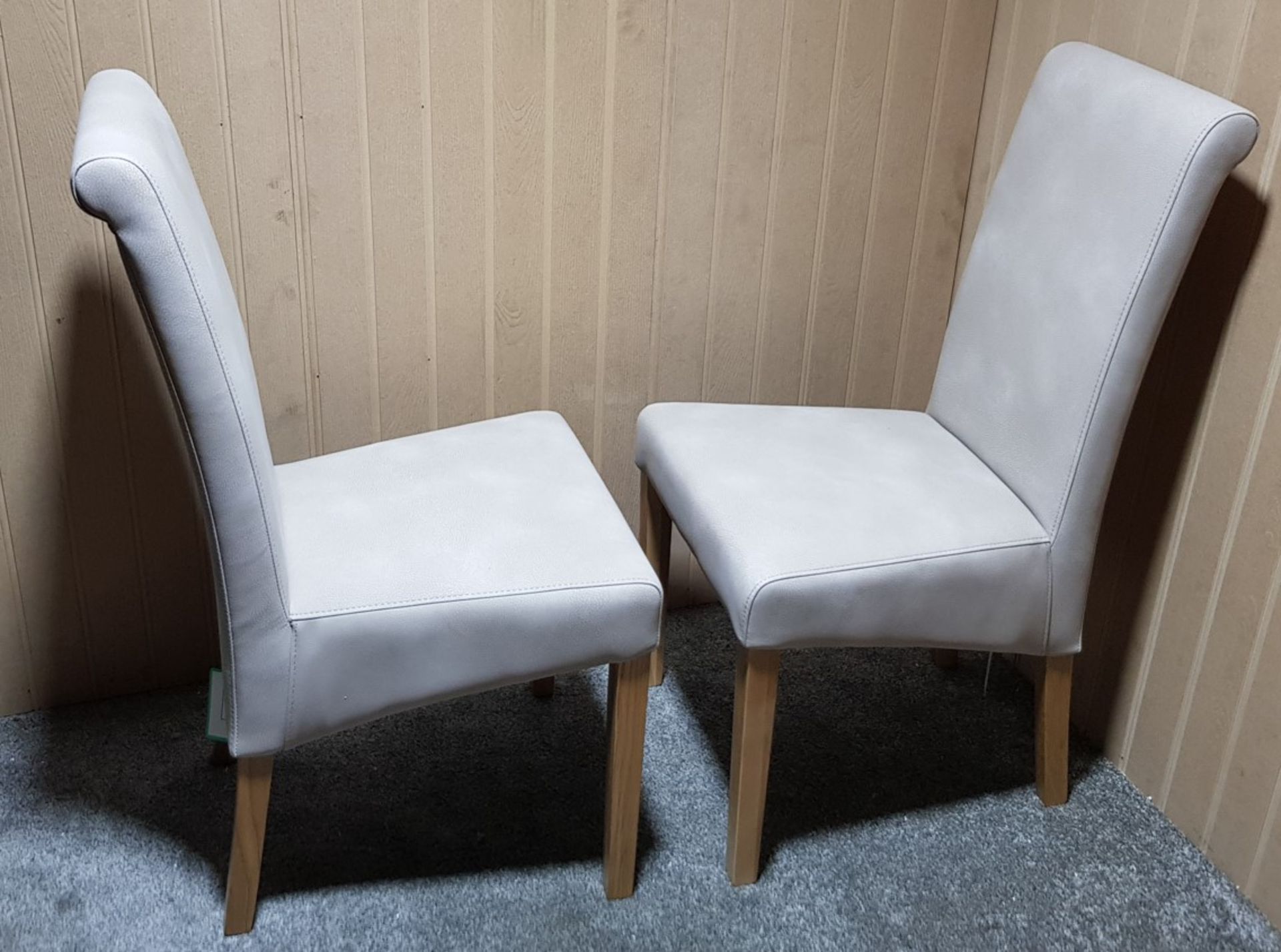 (27/Mez) Lot RRP £170. 2x Scroll Back Rustic Dappled Beige Fabric Dining Chair RRP £85 Each. Dime... - Image 4 of 12