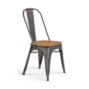 (32/Mez) RRP £95. Brooklyn Natural Solid Oak And Metal Dining Chair. Dimensions: (H92x W50x D52cm...