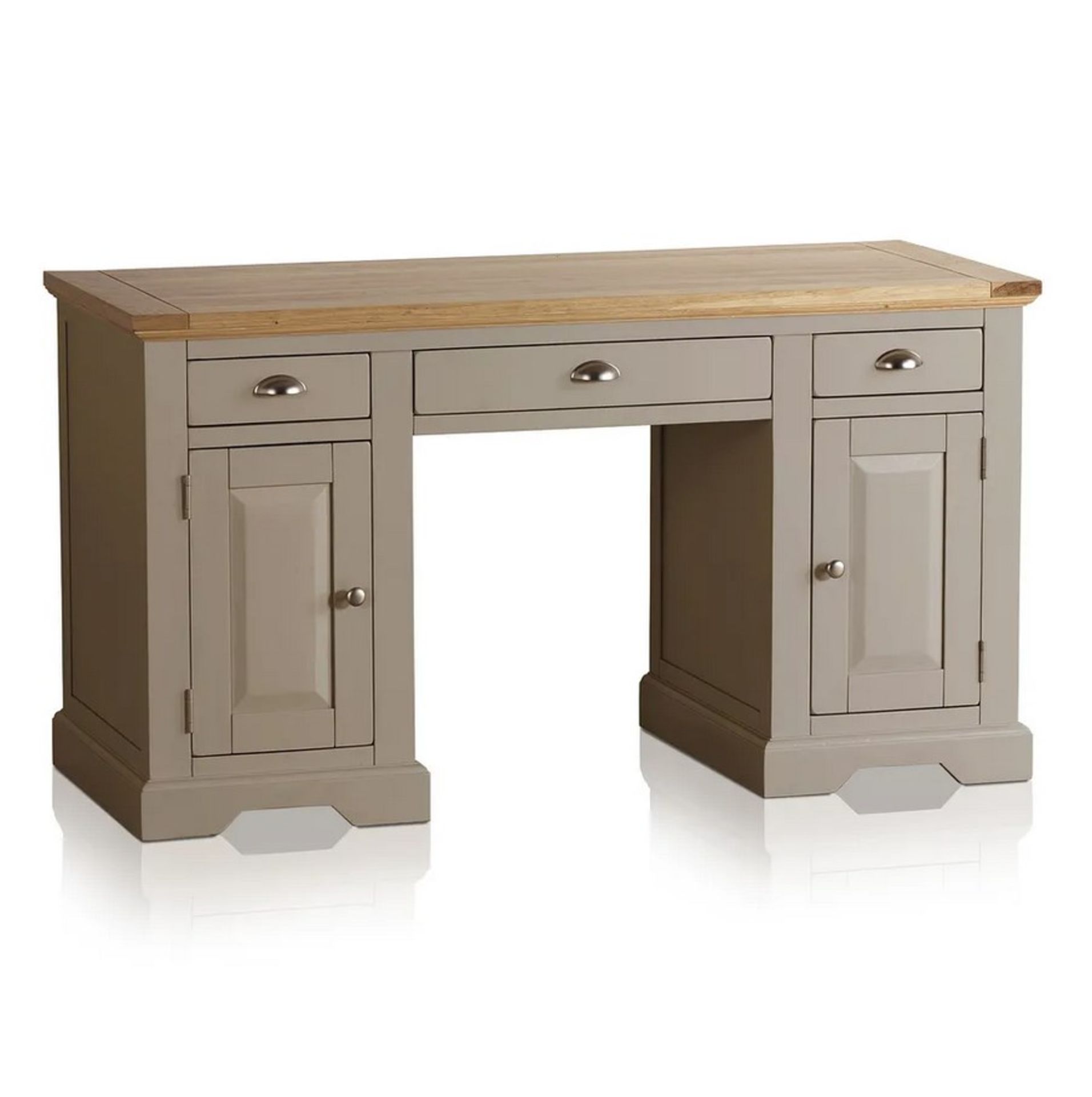 (11/Mez) RRP £549.99. St. Ives Natural Solid Oak And Grey Painted Desk. Dimensions: (H79x W146x D... - Image 2 of 19