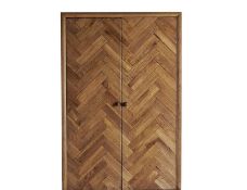 (10/Mez) RRP £599.99. Parquet Brushed And Glazed Solid Oak Double Wardrobe. Dimensions: (H146x W9...