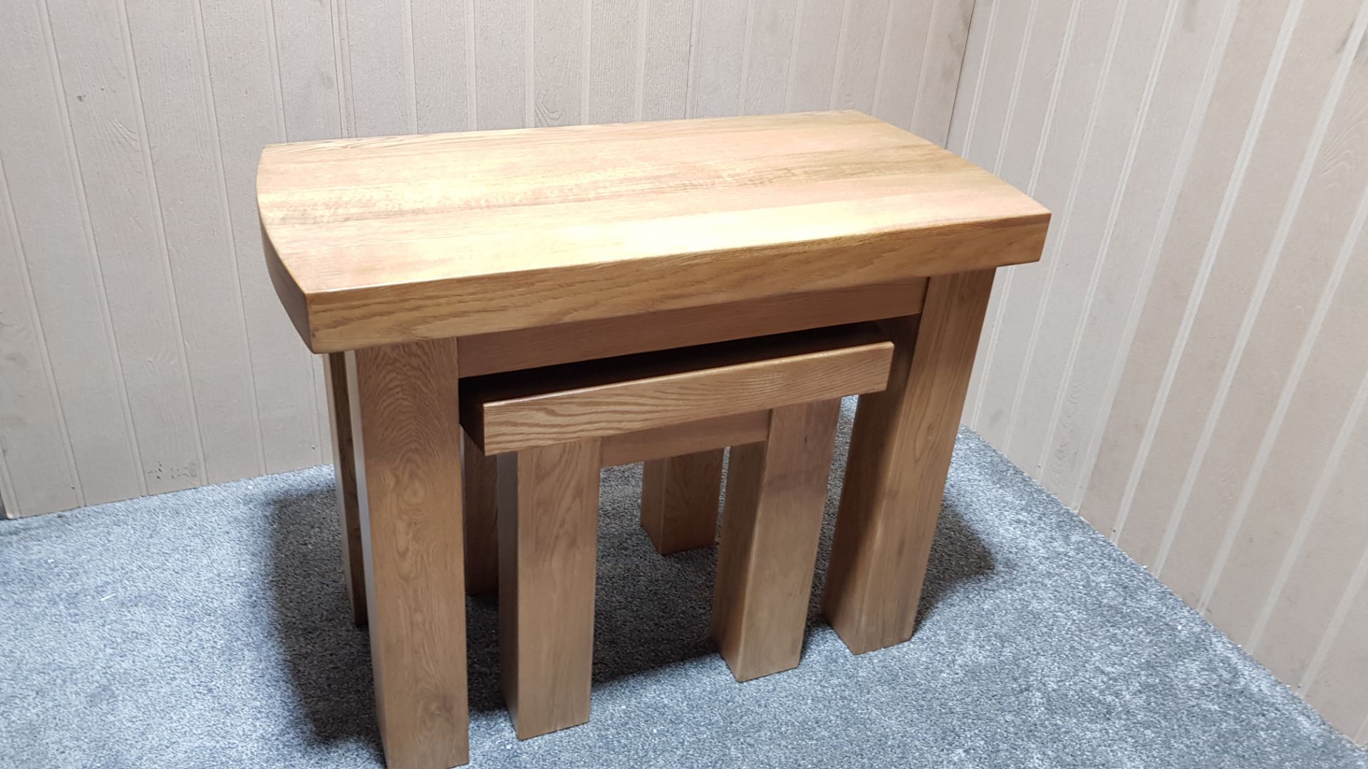 (21/Mez) RRP £349.99. Hercules Rustic Solid Oak Nest Of Tables. Dimensions: (H63x W81x D41cm). (A... - Image 4 of 15
