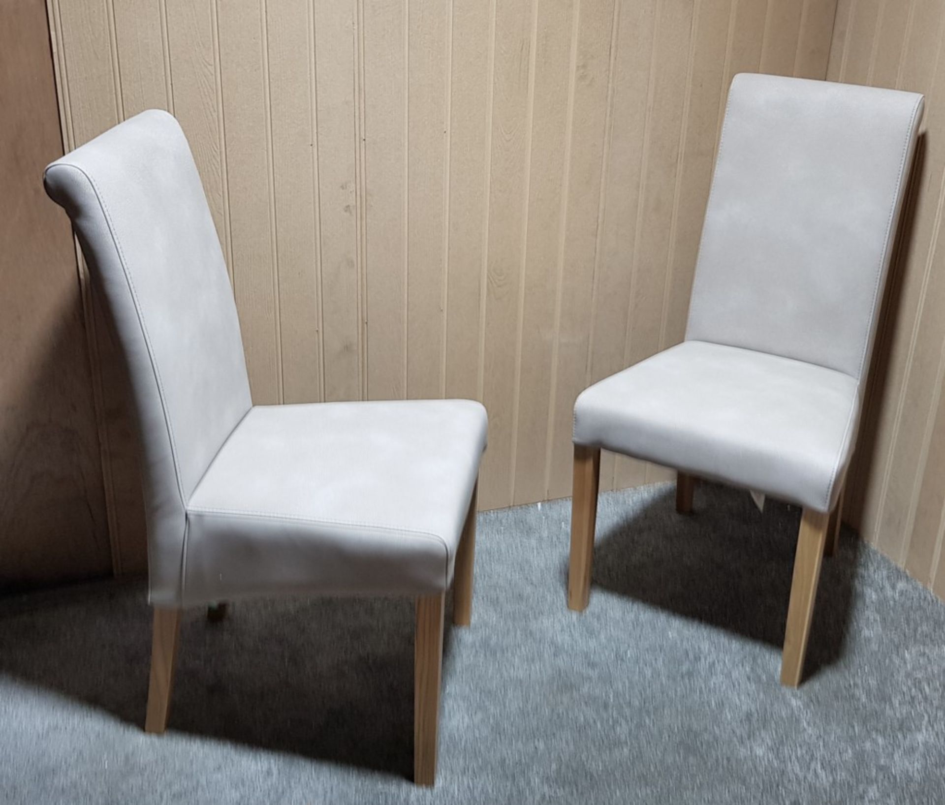 (27/Mez) Lot RRP £170. 2x Scroll Back Rustic Dappled Beige Fabric Dining Chair RRP £85 Each. Dime... - Image 3 of 12