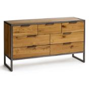 (8/Mez) RRP £629.99. Brooklyn Natural Solid Oak And Metal 7 Drawer Chest. Dimensions: (H78x W140x...