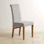 (29/Mez) Lot RRP £140. 2x Scroll Back Rustic Plain Grey Fabric Dining Chair RRP £70 Each. Dimensi...