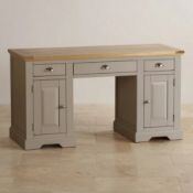 (11/Mez) RRP £549.99. St. Ives Natural Solid Oak And Grey Painted Desk. Dimensions: (H79x W146x D...