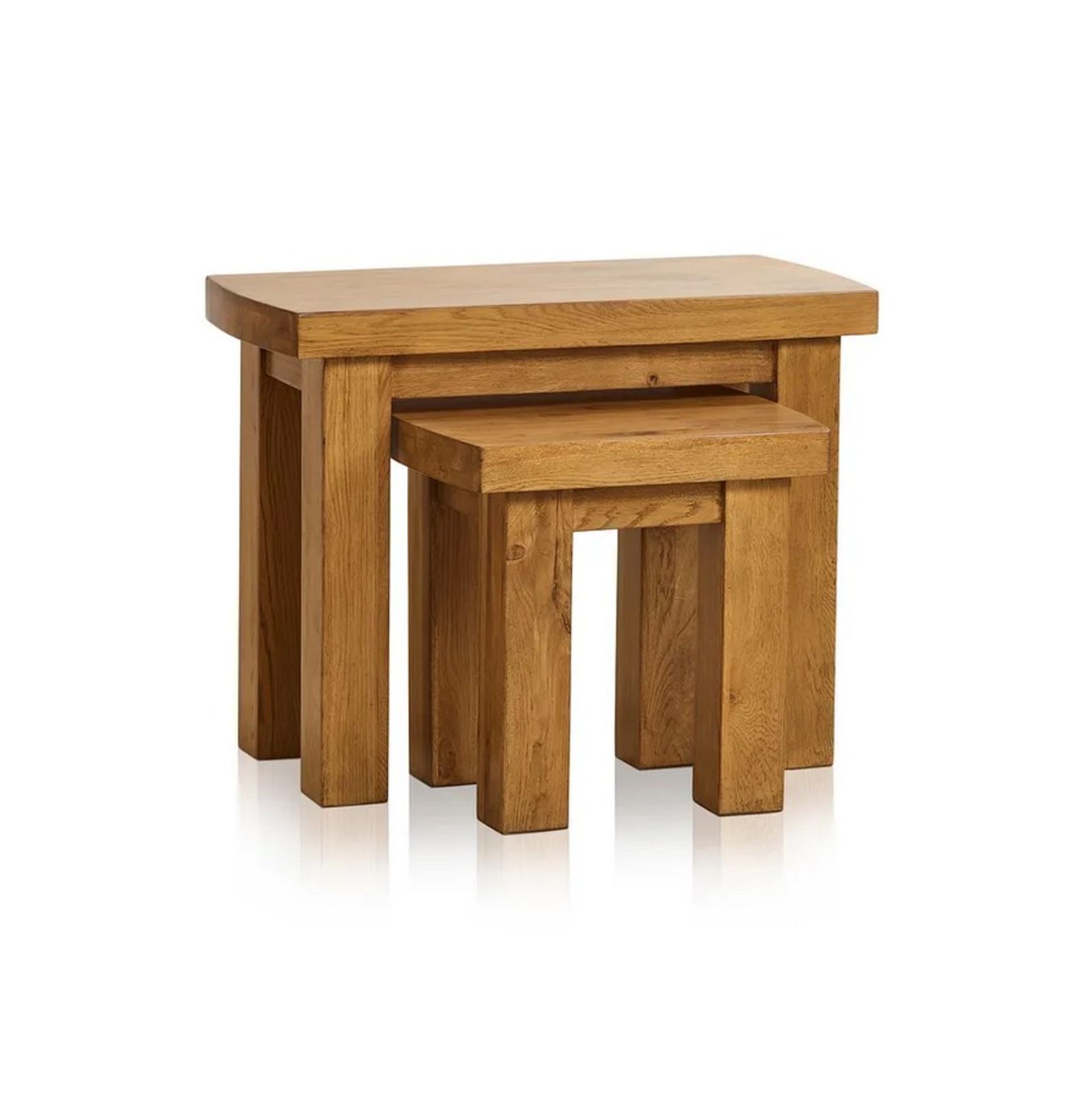 (21/Mez) RRP £349.99. Hercules Rustic Solid Oak Nest Of Tables. Dimensions: (H63x W81x D41cm). (A... - Image 3 of 15