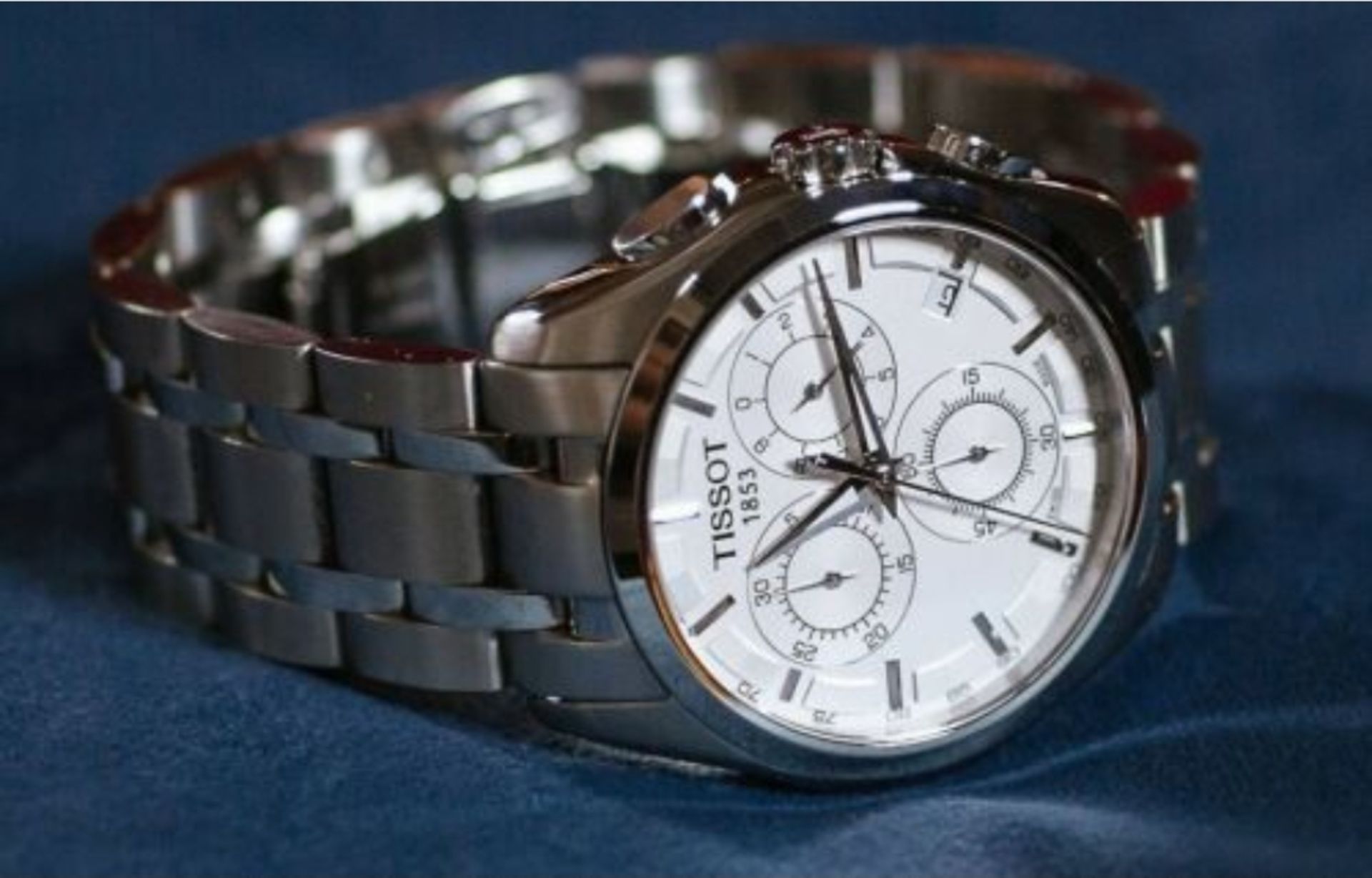 Tissot Men's Couturier 41Mm Steel Bracelet & Case Quartz White Dial Chrono Watch T035.617.11.031.... - Image 7 of 9
