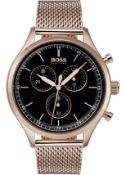 Hugo Boss 1513548 Men's Companion Rose Gold Mesh Band Quartz Chronograph Watch