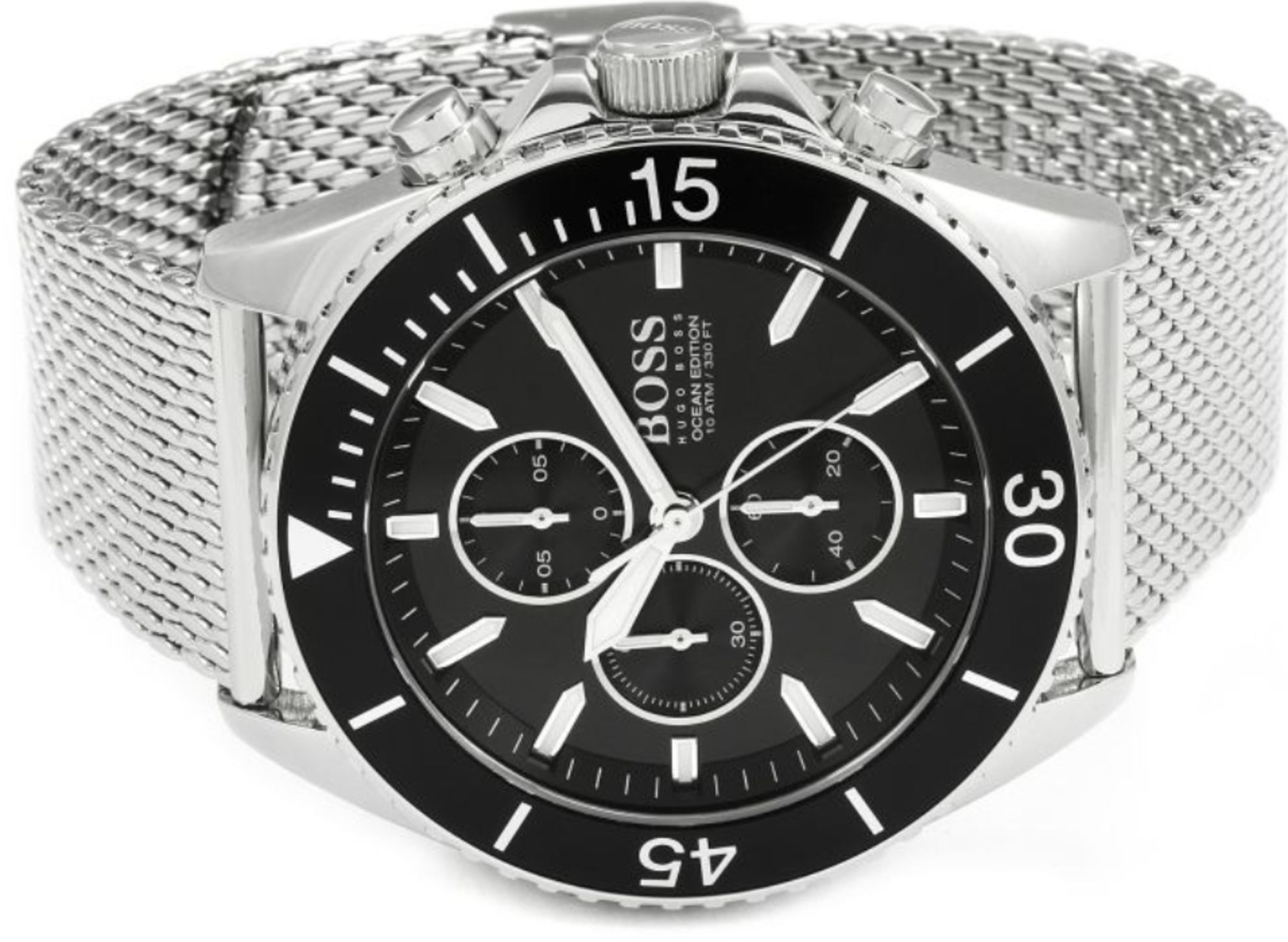 Hugo Boss 1513701 Men's Ocean Edition Black Dial Silver Mesh Band Chronograph Watch - Image 5 of 8