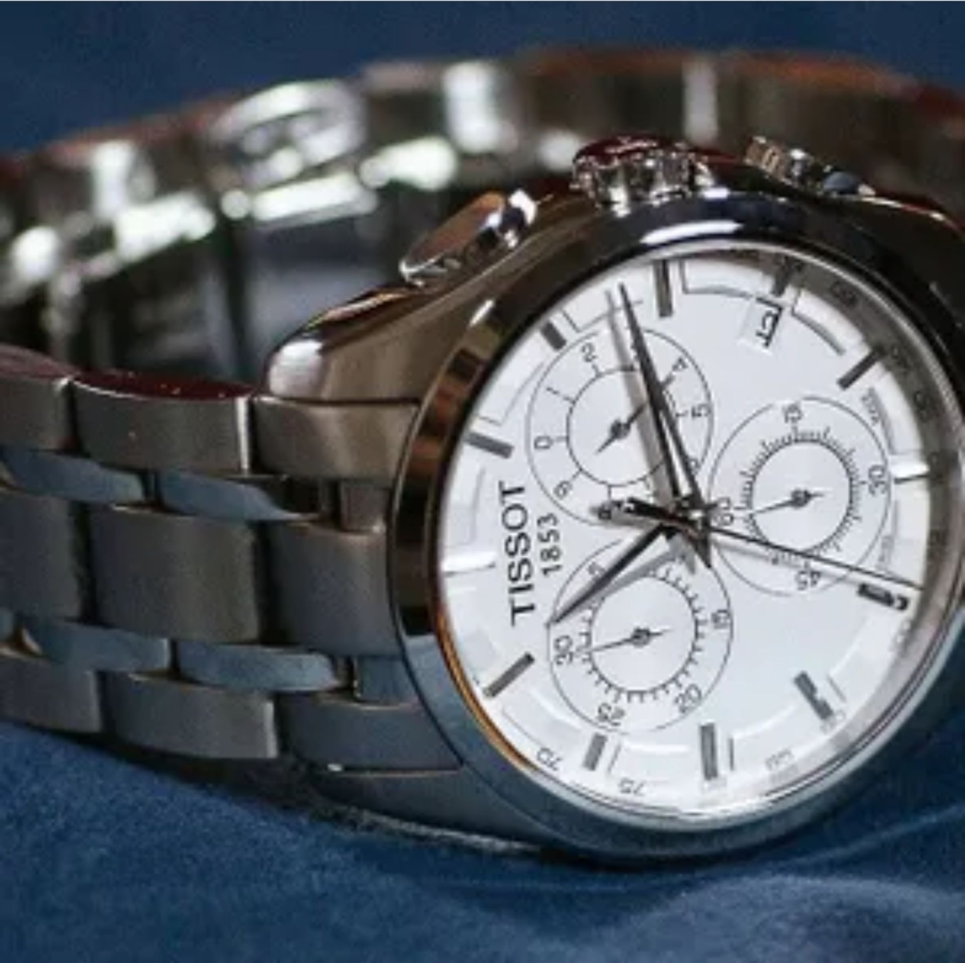 Tissot Men's Couturier 41Mm Steel Bracelet & Case Quartz White Dial Chrono Watch T035.617.11.031.... - Image 3 of 9