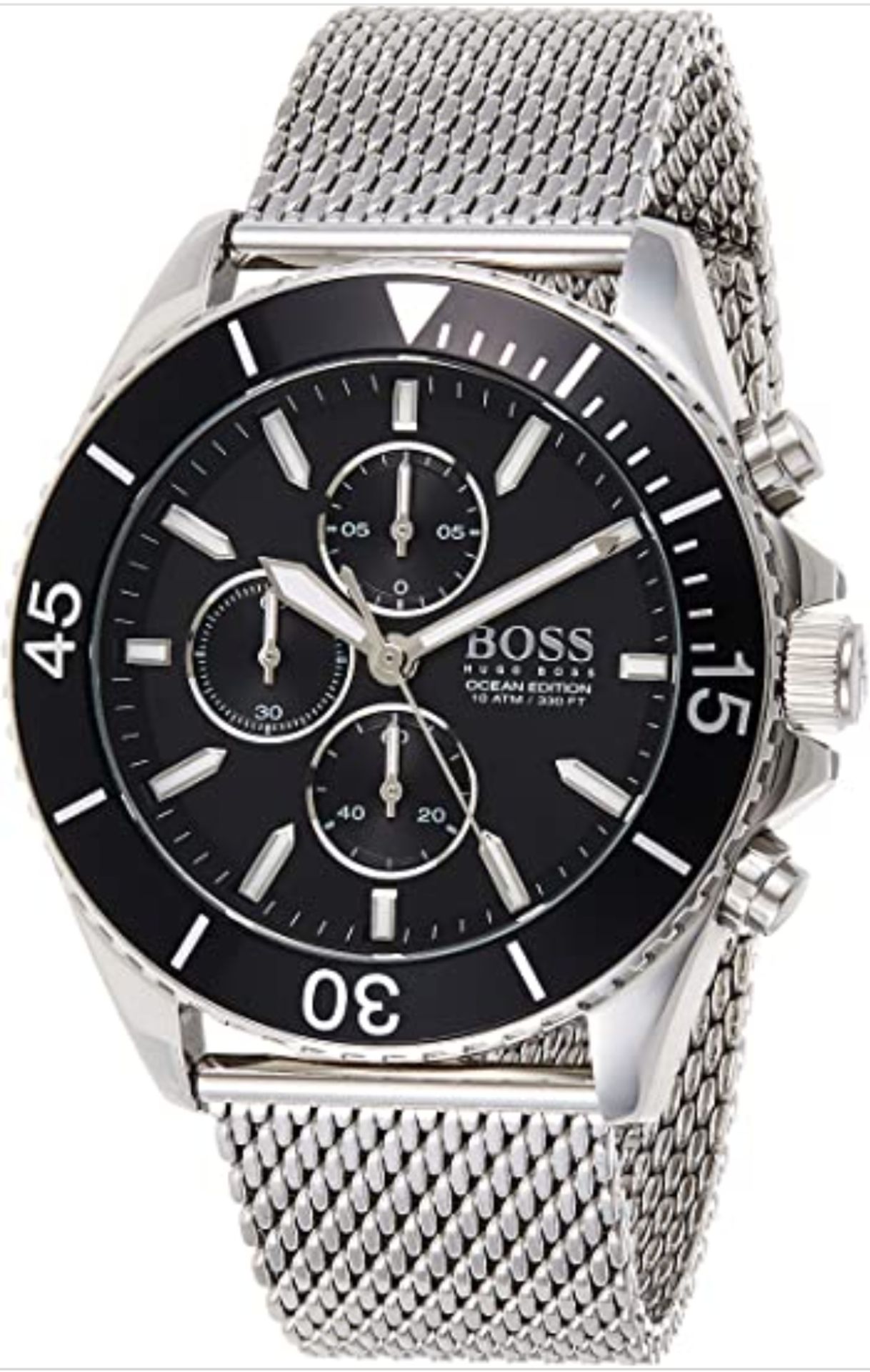 Hugo Boss 1513701 Men's Ocean Edition Black Dial Silver Mesh Band Chronograph Watch - Image 4 of 8