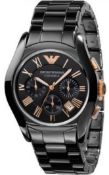 Emporio Armani AR1410 Men's Ceramica Rose Gold & Black Quartz Chronograph Watch