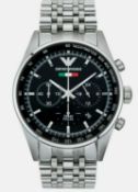 Men's Emporio Armani AR5983 Quartz Black Dial Stainless Steel Chronograph Watch