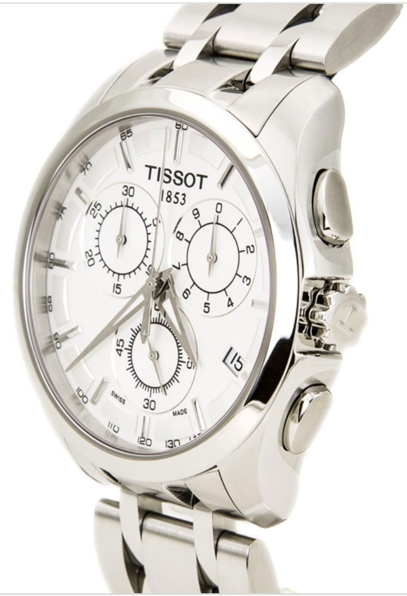 Tissot Men's Couturier 41Mm Steel Bracelet & Case Quartz White Dial Chrono Watch T035.617.11.031.... - Image 8 of 9