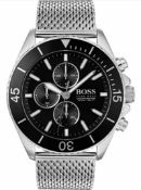 Hugo Boss 1513701 Men's Ocean Edition Black Dial Silver Mesh Band Chronograph Watch