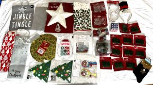 Christmas Decorations - Gift Bags, Tree Star, Napkins, Tape, Table Cloth, Lights + More
