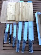 Kitchenware - 3x New Chopping Boards and Knife Set