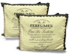 4 x Vintage Perfume Cream/Grey 'Eau De Toilette' Cushions - 40cm RRP 108.00