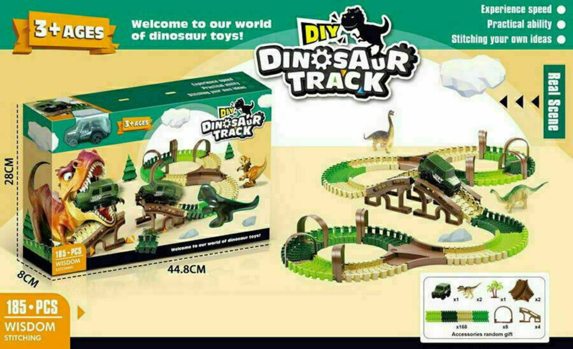 Dinosaur Railway Dino Track Racing Electric Car Toy DIY Flexible Playset - Image 2 of 2