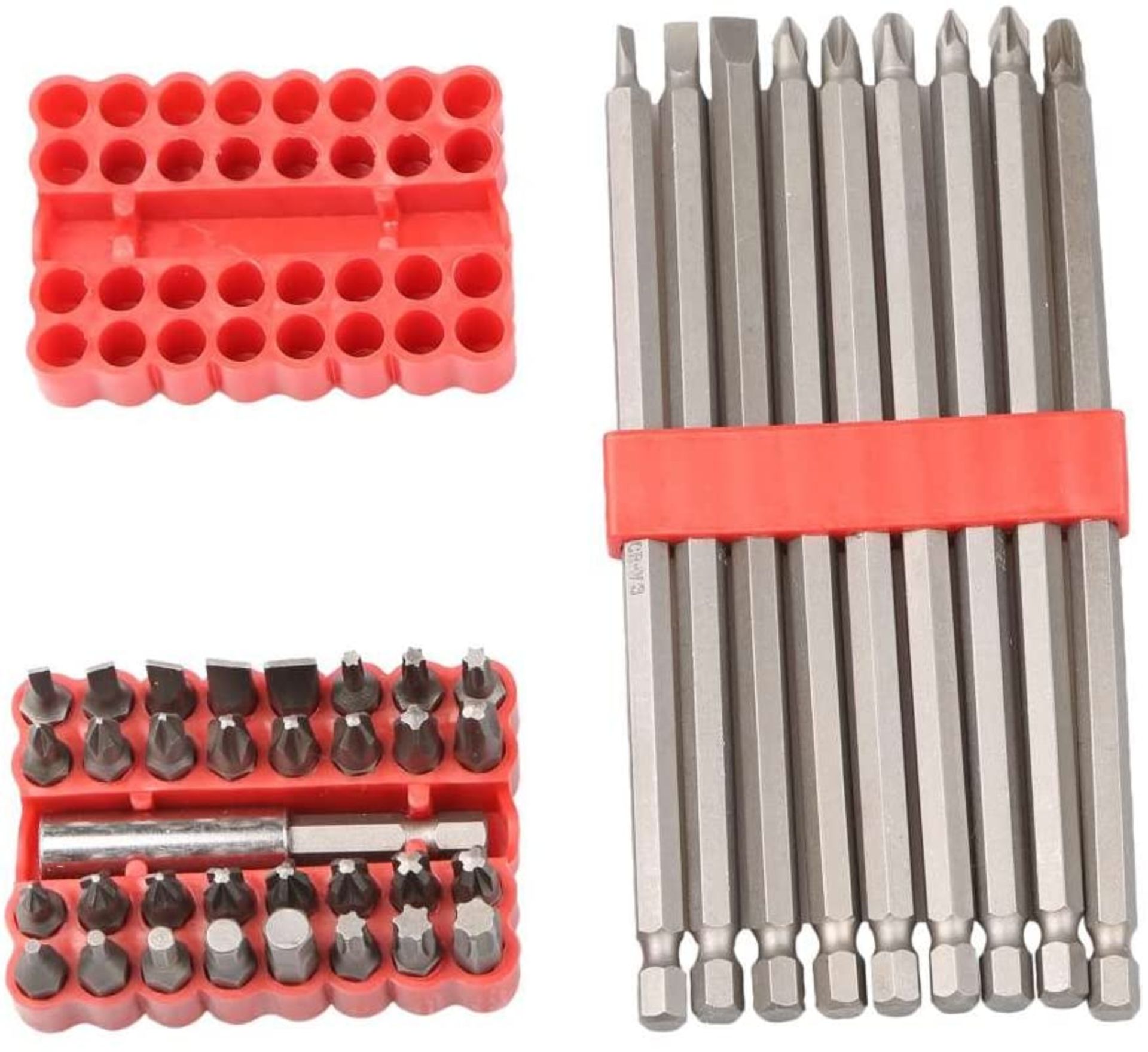 Hilka 42pc Short and Long CRV Bit Set - 25mm + 150mm - Pozi, Tx, Slotted, Phillips