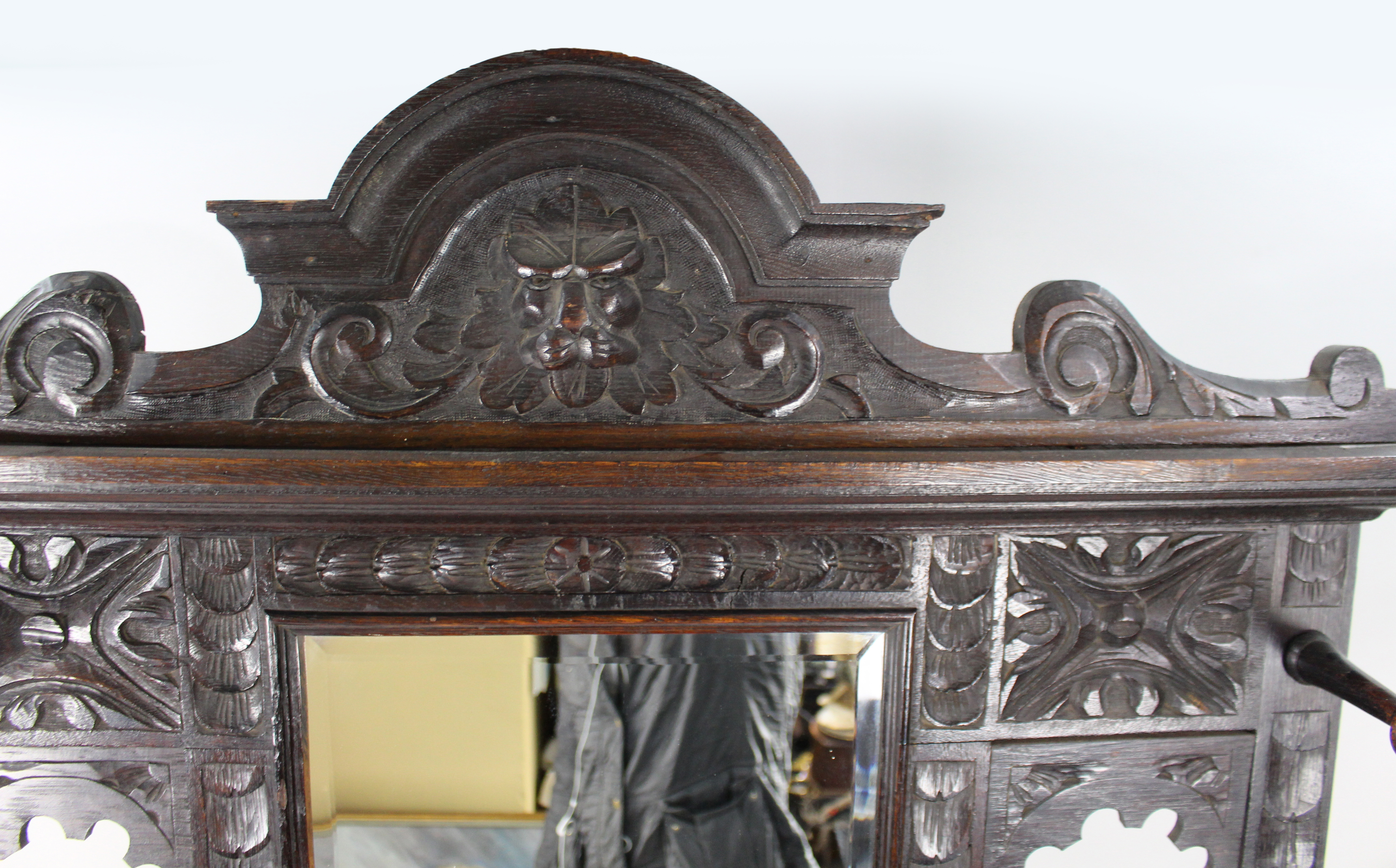 Carved Oak Green Man Victorian Hall Stand - Image 4 of 9