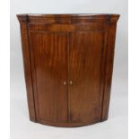 Georgian Bow Fronted Mahogany Wall Hanging Corner Cabinet