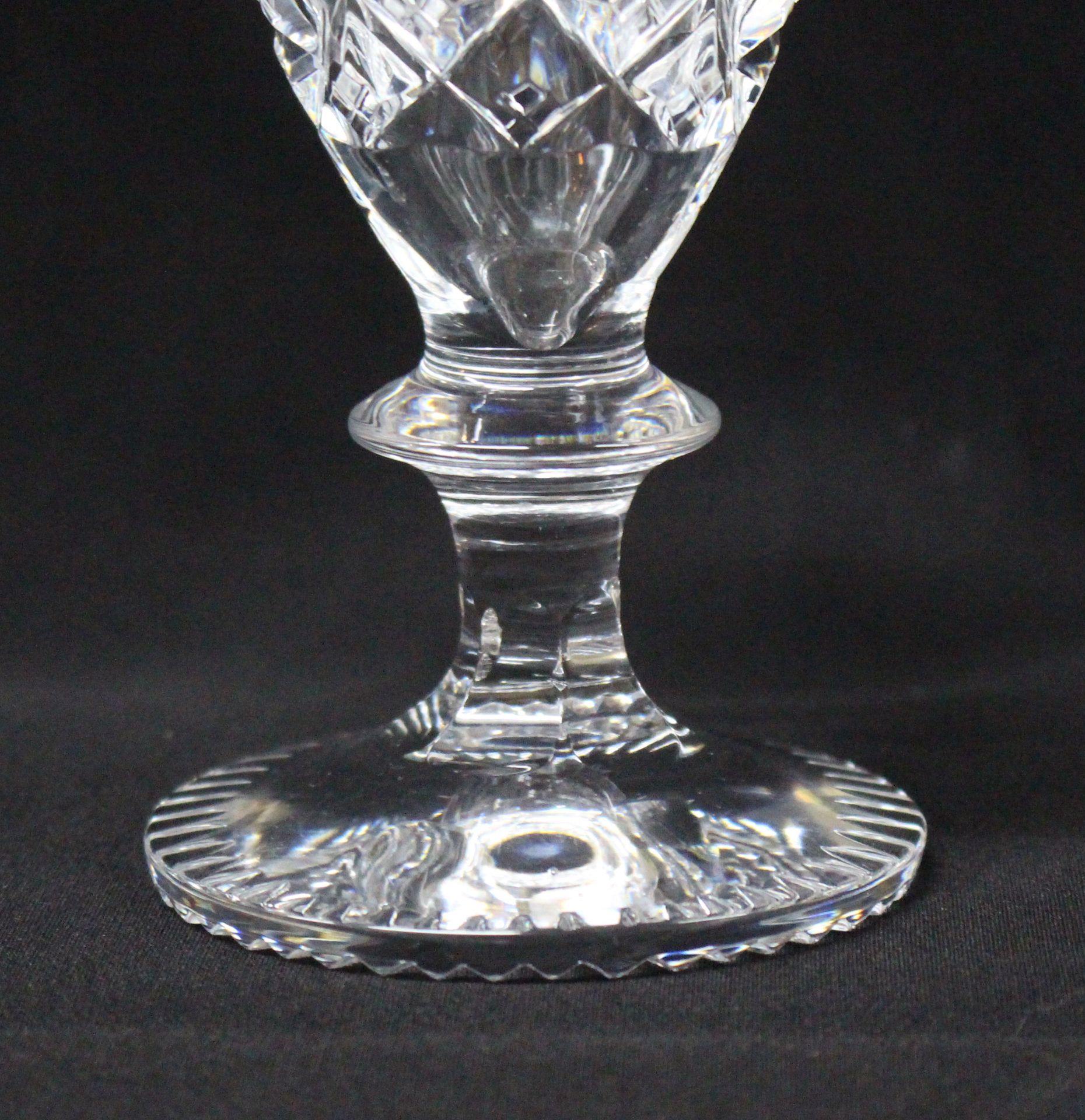 Set of 6 Heavy Cut Glass English Wine Glasses - Image 4 of 6