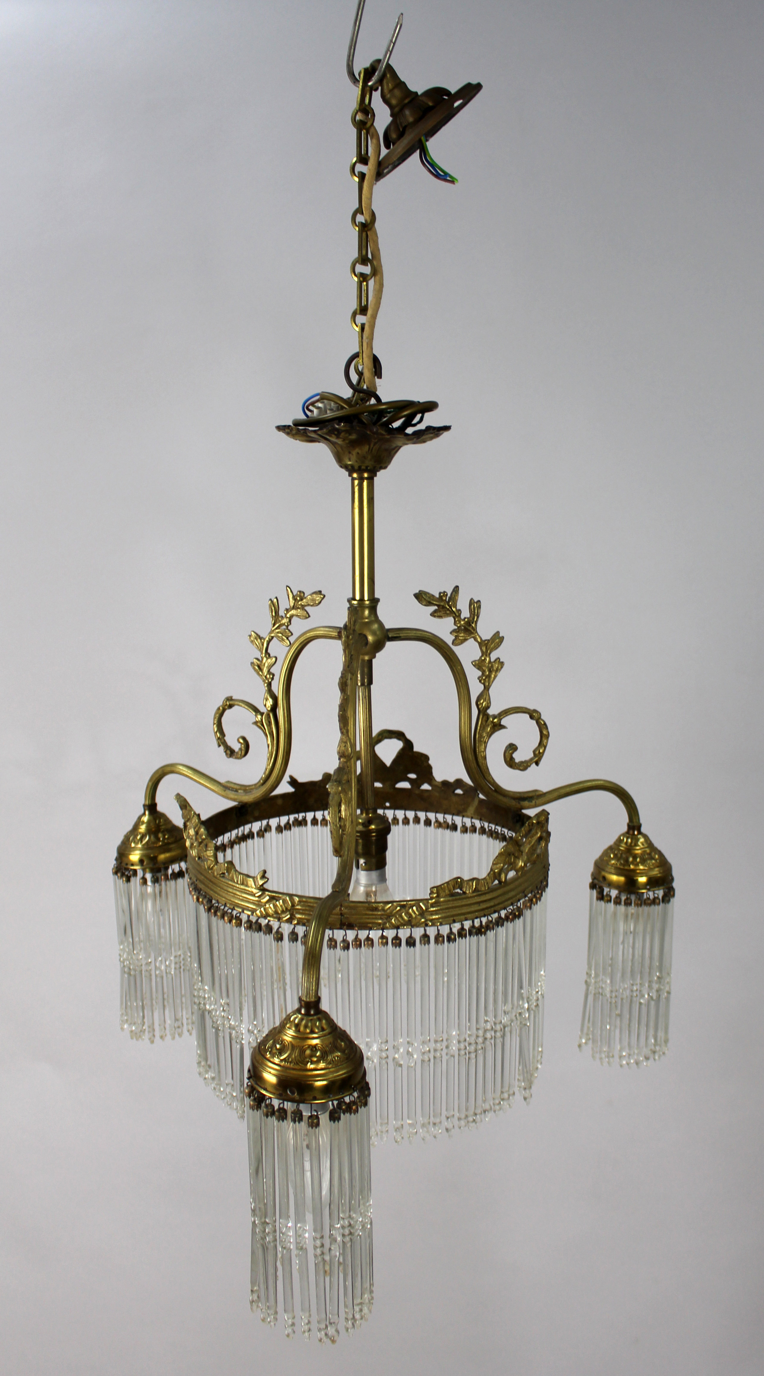 French & Crystal Gilt Brass Chandelier c.1930 - Image 2 of 9