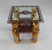 Indian Inspired Glass Square Occasional Table