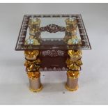 Indian Inspired Glass Square Occasional Table