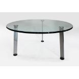 Designer Scandinavian Glass Topped Chrome Circular Coffee Table