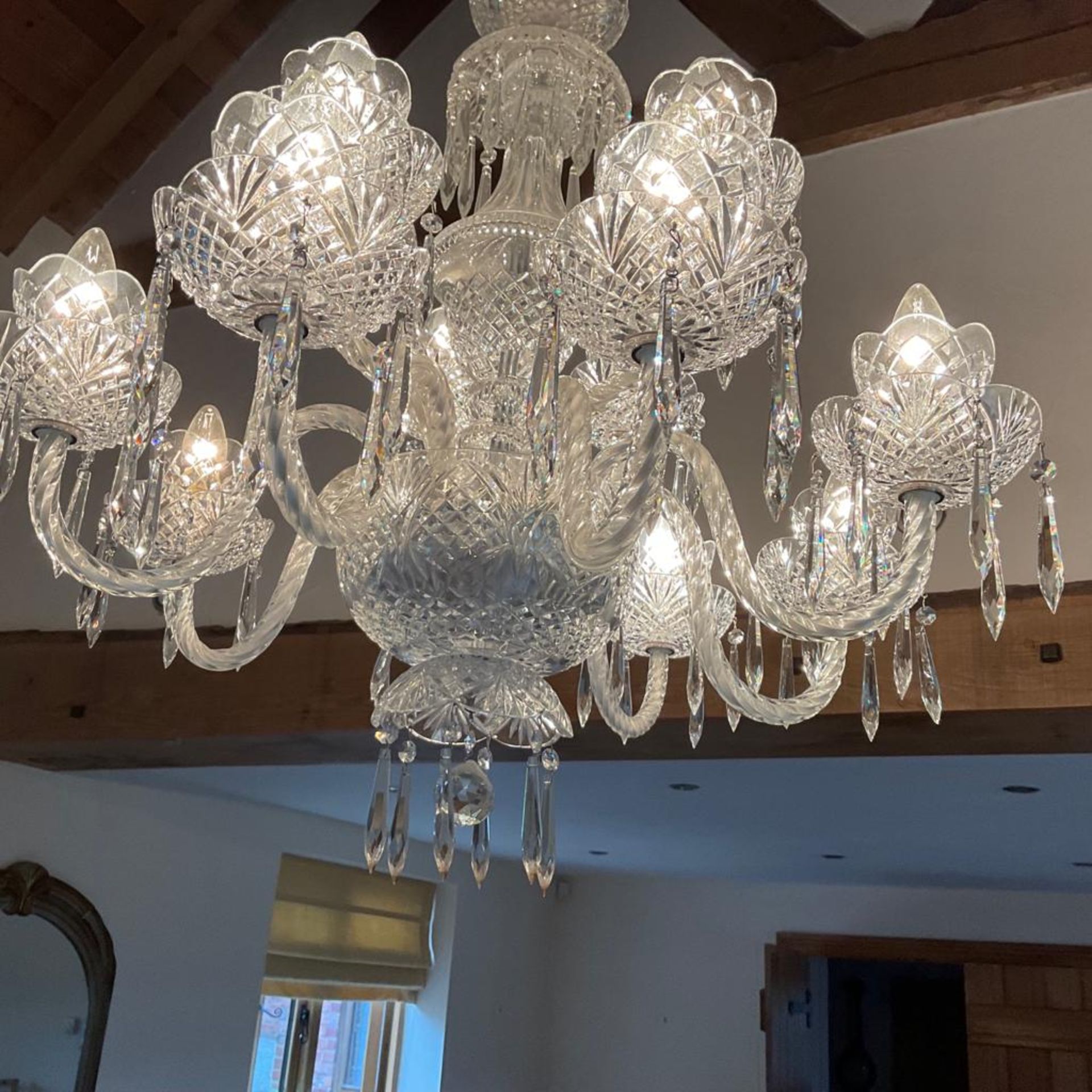 Cut Glass 12 Arm Waterford Crystal Chandelier - Image 14 of 14