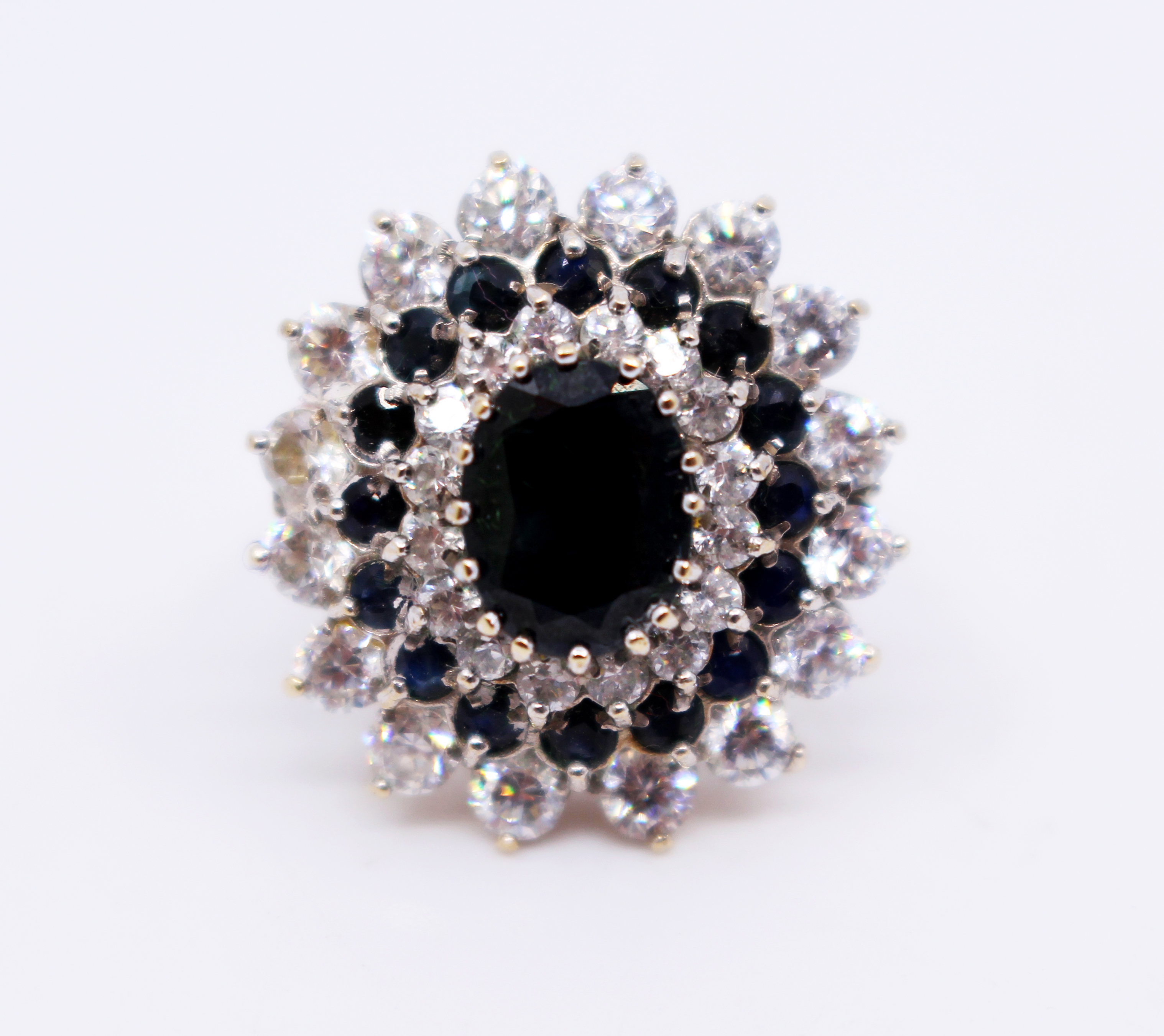 Decorative Sapphire & Diamond Style 9ct Gold Ring