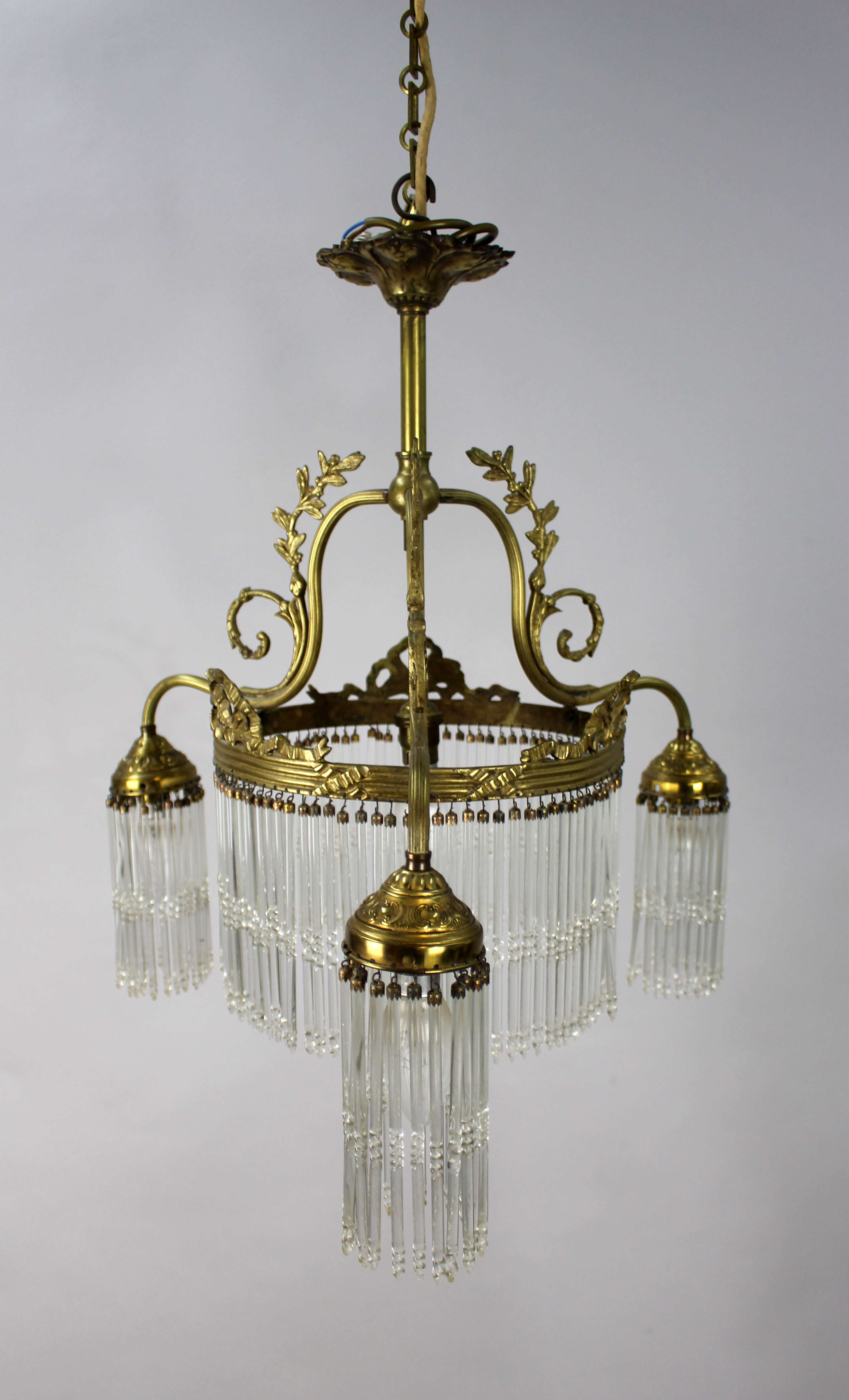 French & Crystal Gilt Brass Chandelier c.1930 - Image 5 of 9