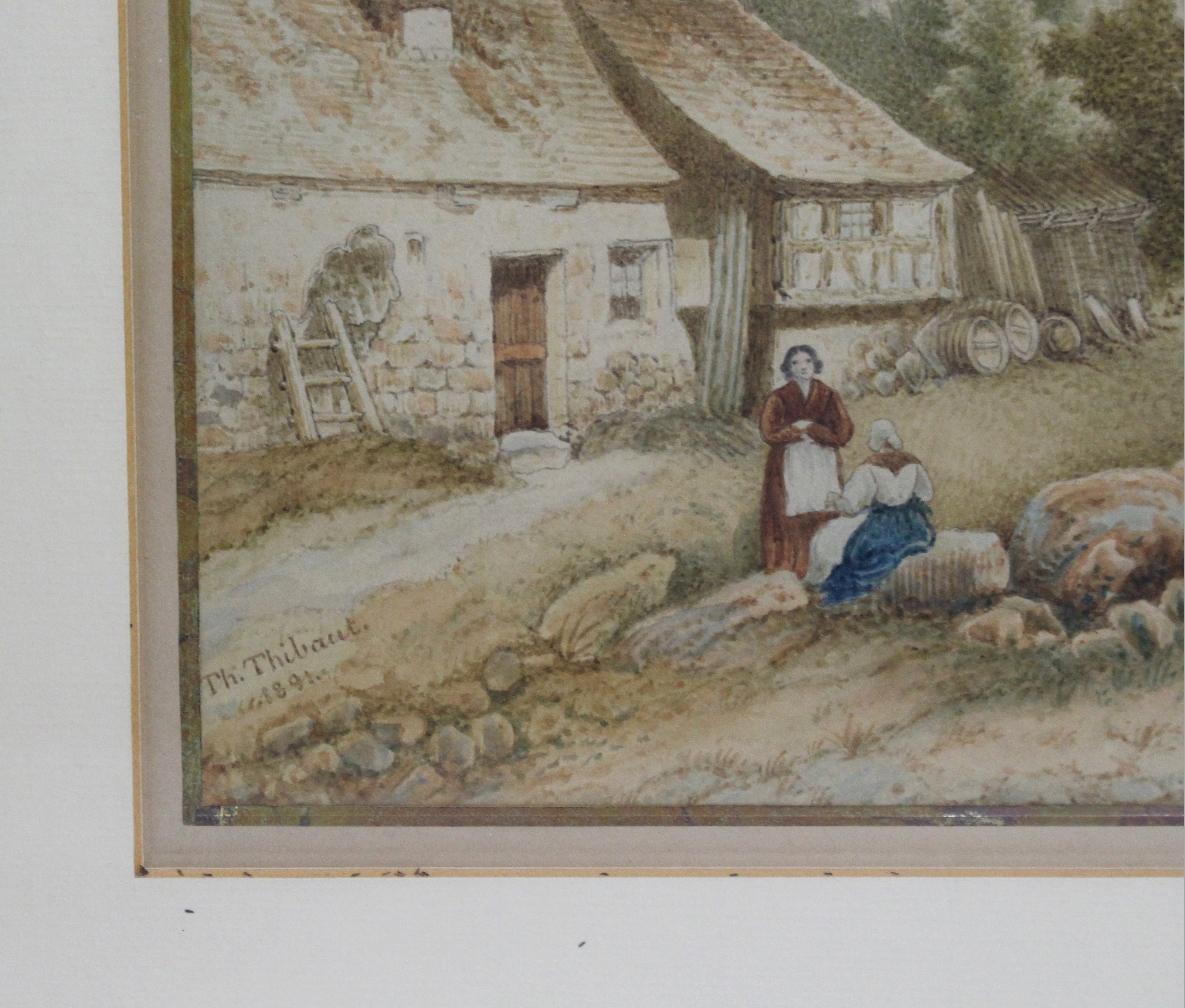 Pair of 19th c. Watercolours by Th.Thibault 1891 - Image 9 of 11