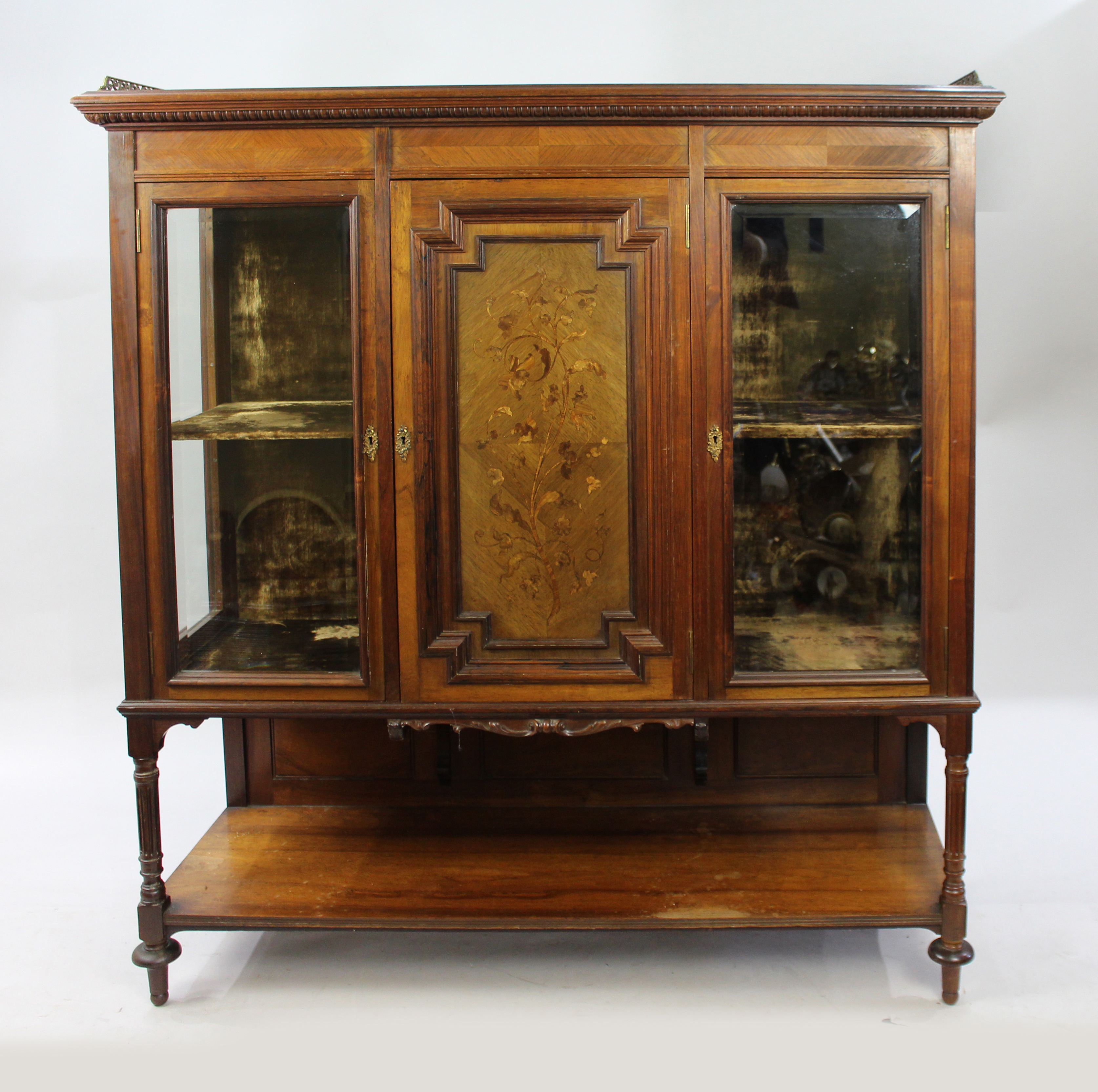 Late Victorian Inlaid Rosewood Display Cabinet - Image 2 of 7