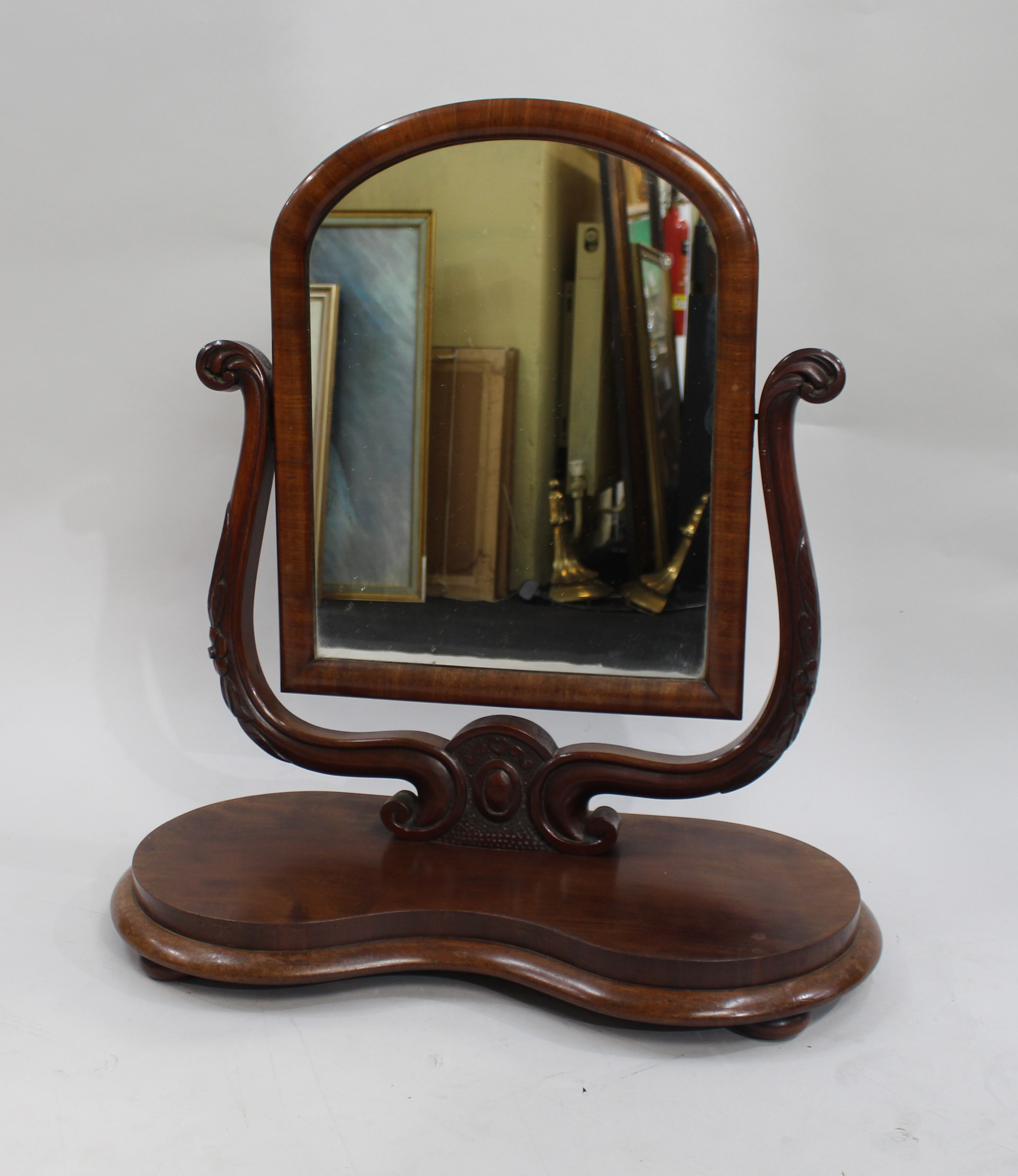 Victorian Mahogany Harp Shaped Vanity Mirror - Image 2 of 6