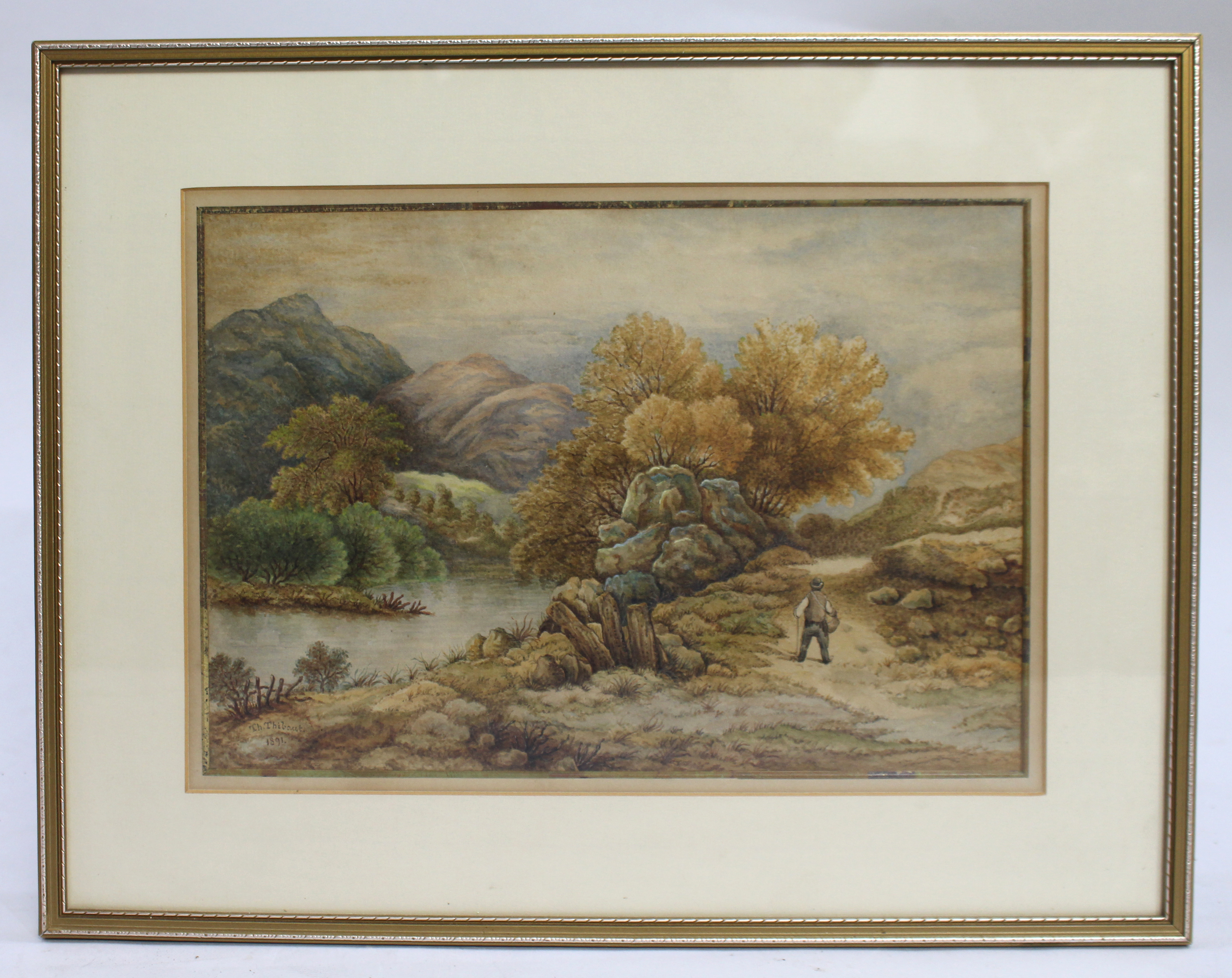 Pair of 19th c. Watercolours by Th.Thibault 1891 - Image 2 of 11