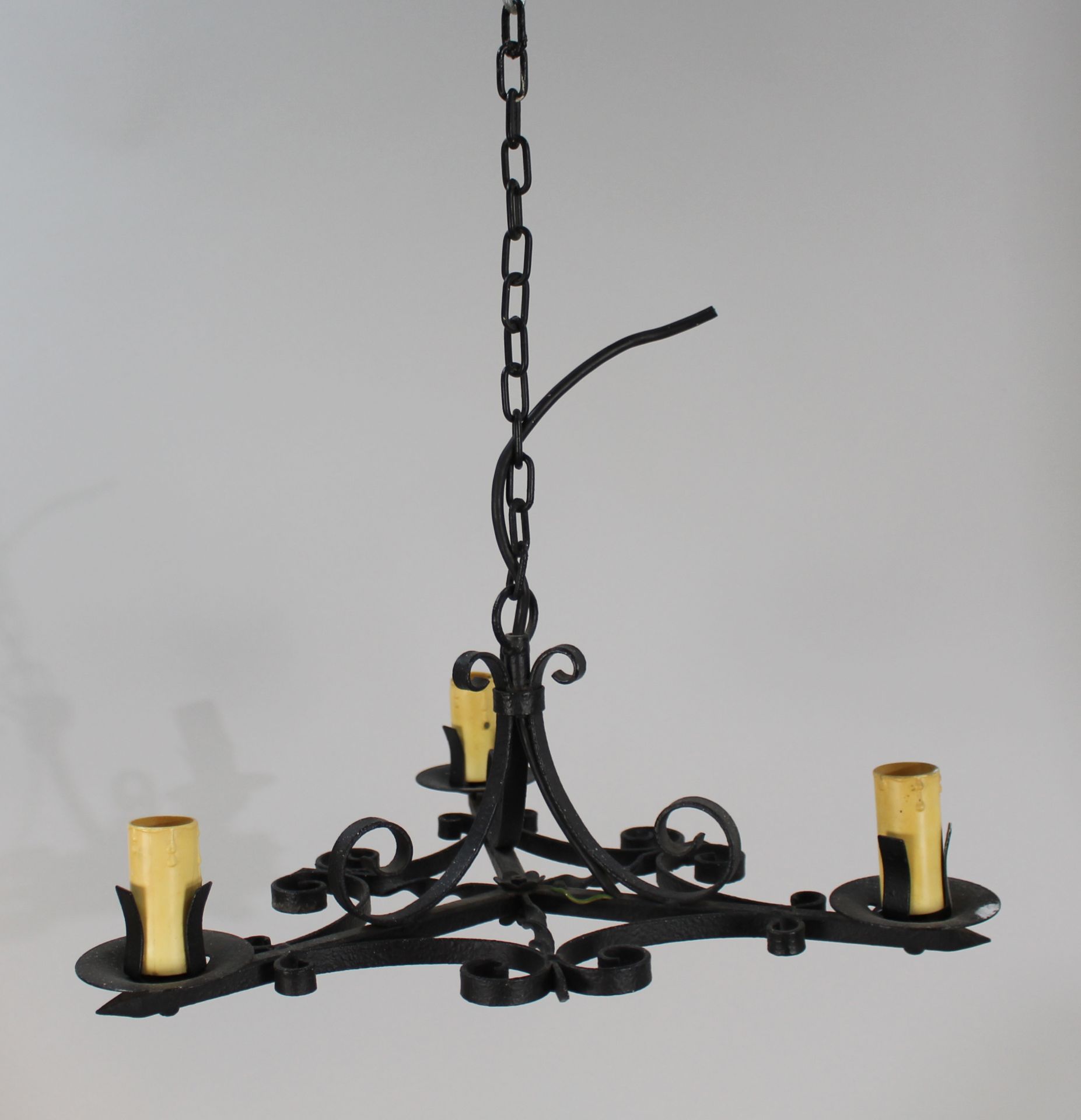 Wrought Iron Three Light Chandelier