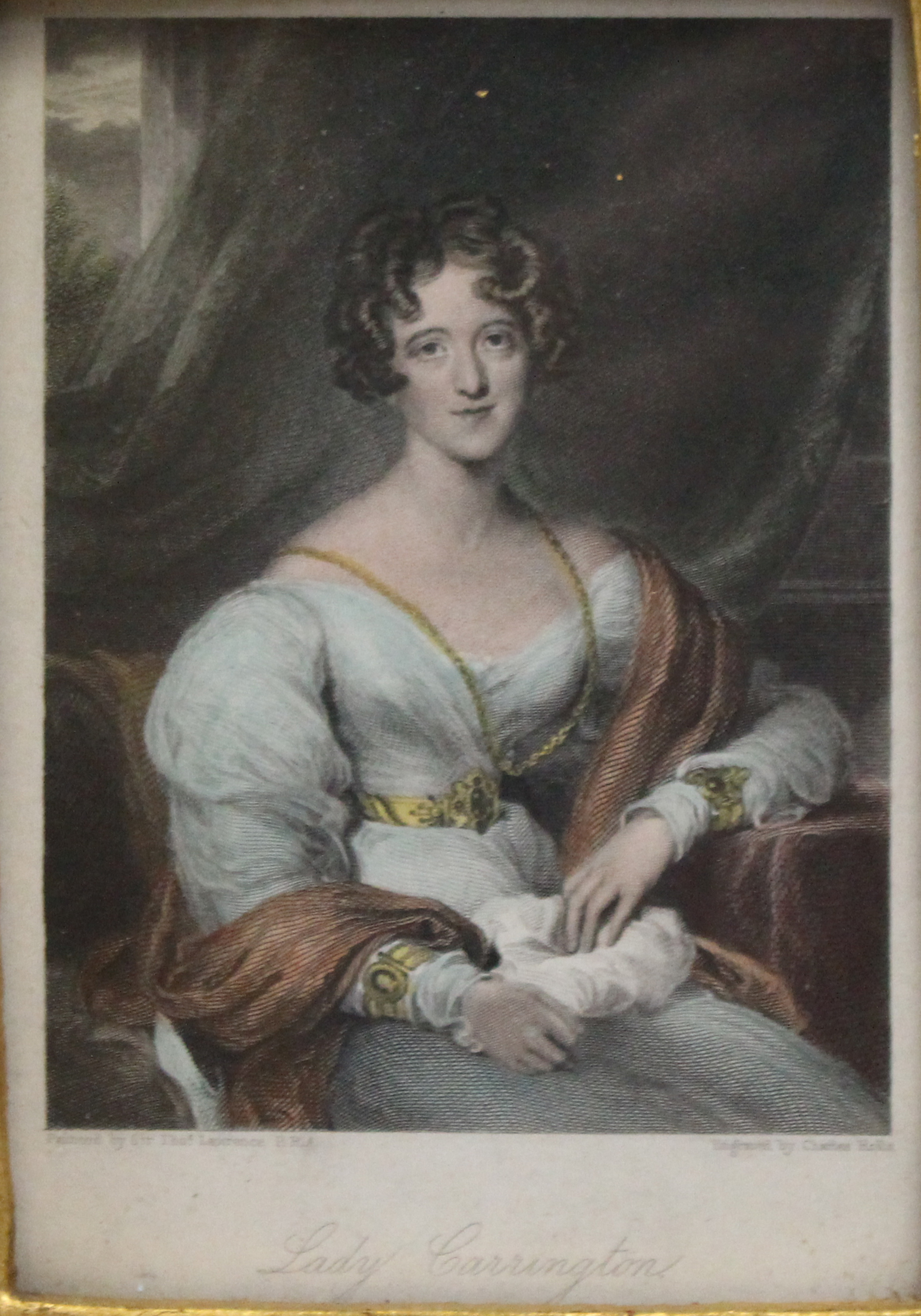 Early 19th c. Coloured Mezzotint ""Lady Carrington"" by Charles Rolls - Image 2 of 3