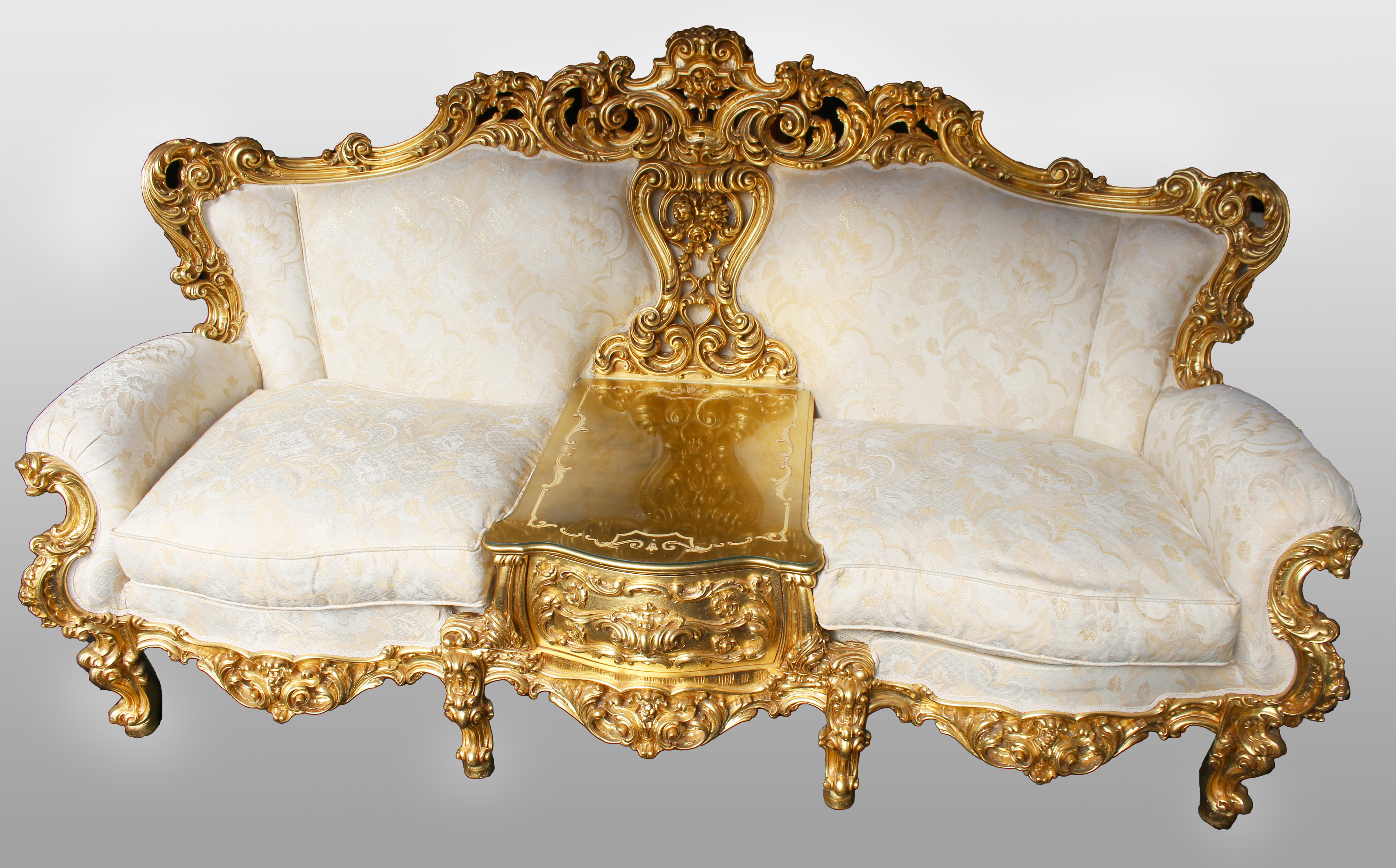 Fine Ornate Italian Silk Three Piece Giltwood Suite - Image 2 of 20