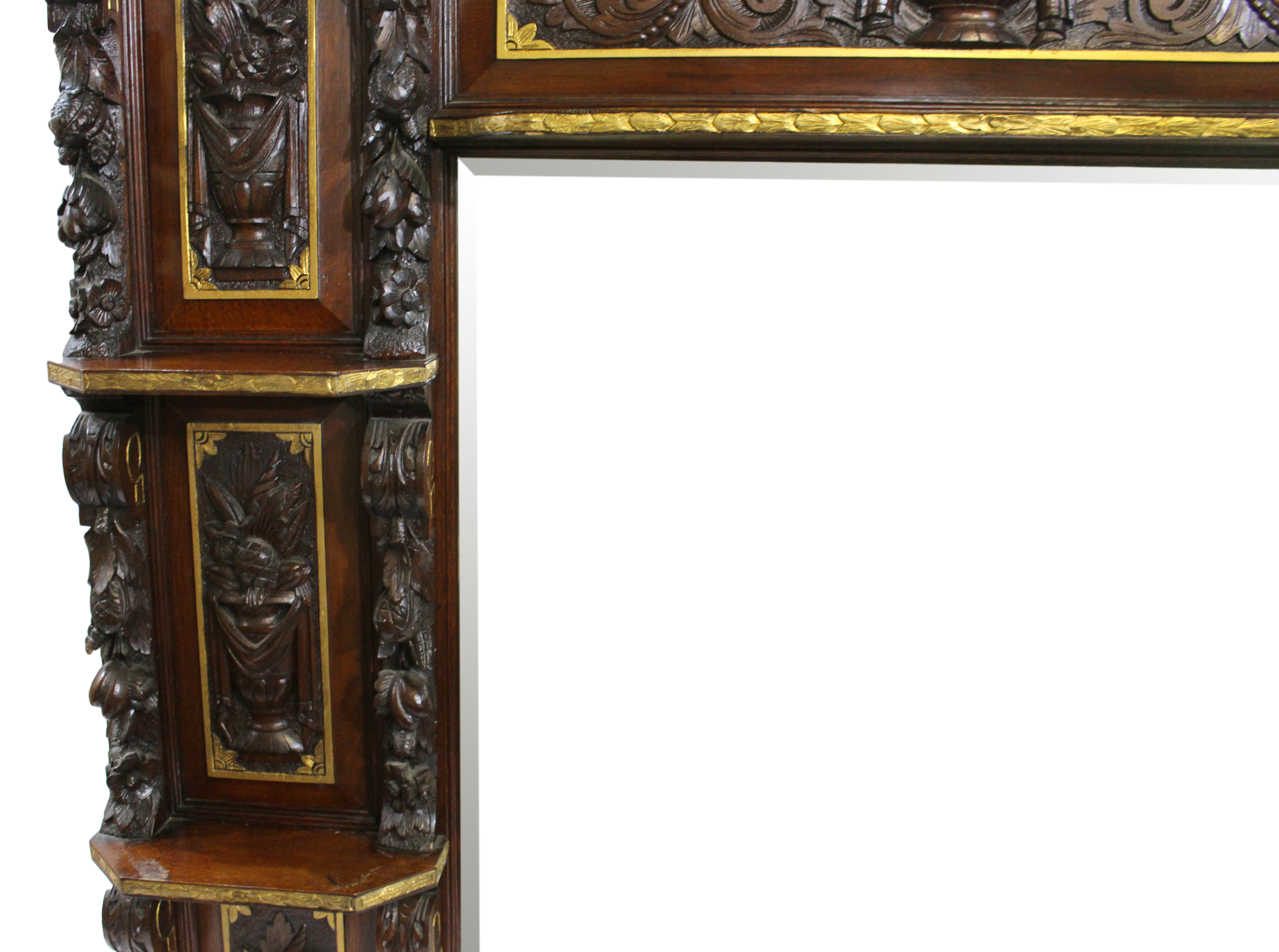 Impressive Mid 19th c. Carved Oak Overmantel Mirror - Image 3 of 5