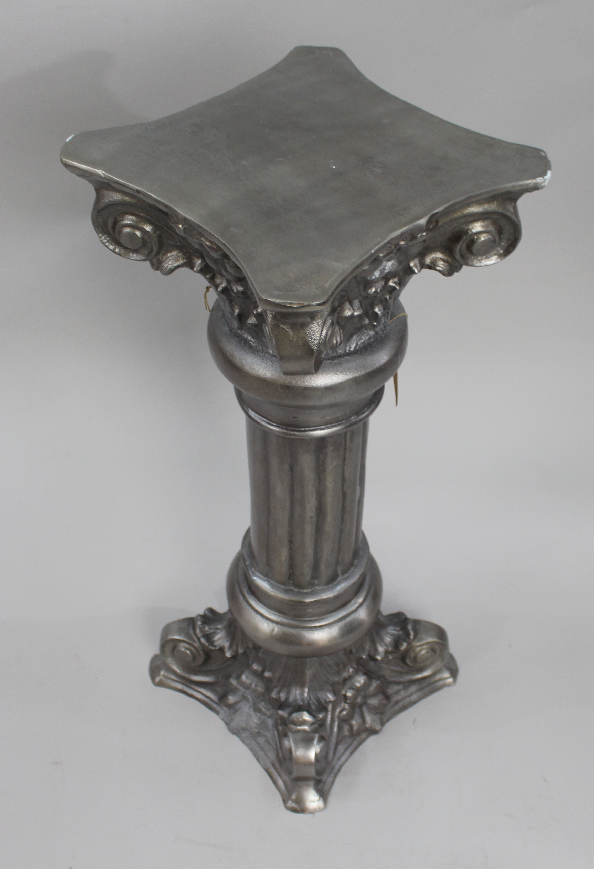 Ornate Silvered Column Pedestal Stand - Image 2 of 5