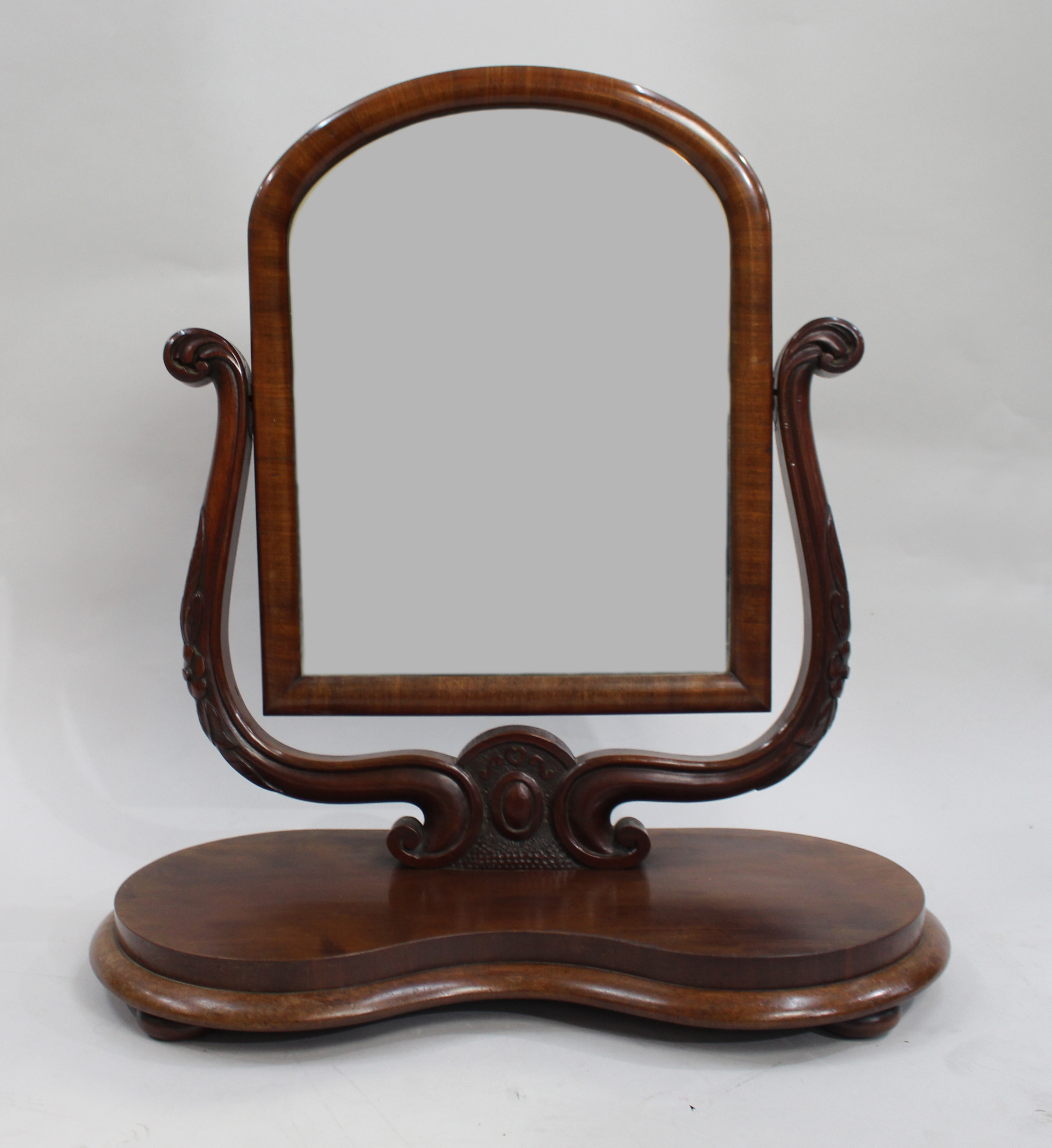 Victorian Mahogany Harp Shaped Vanity Mirror