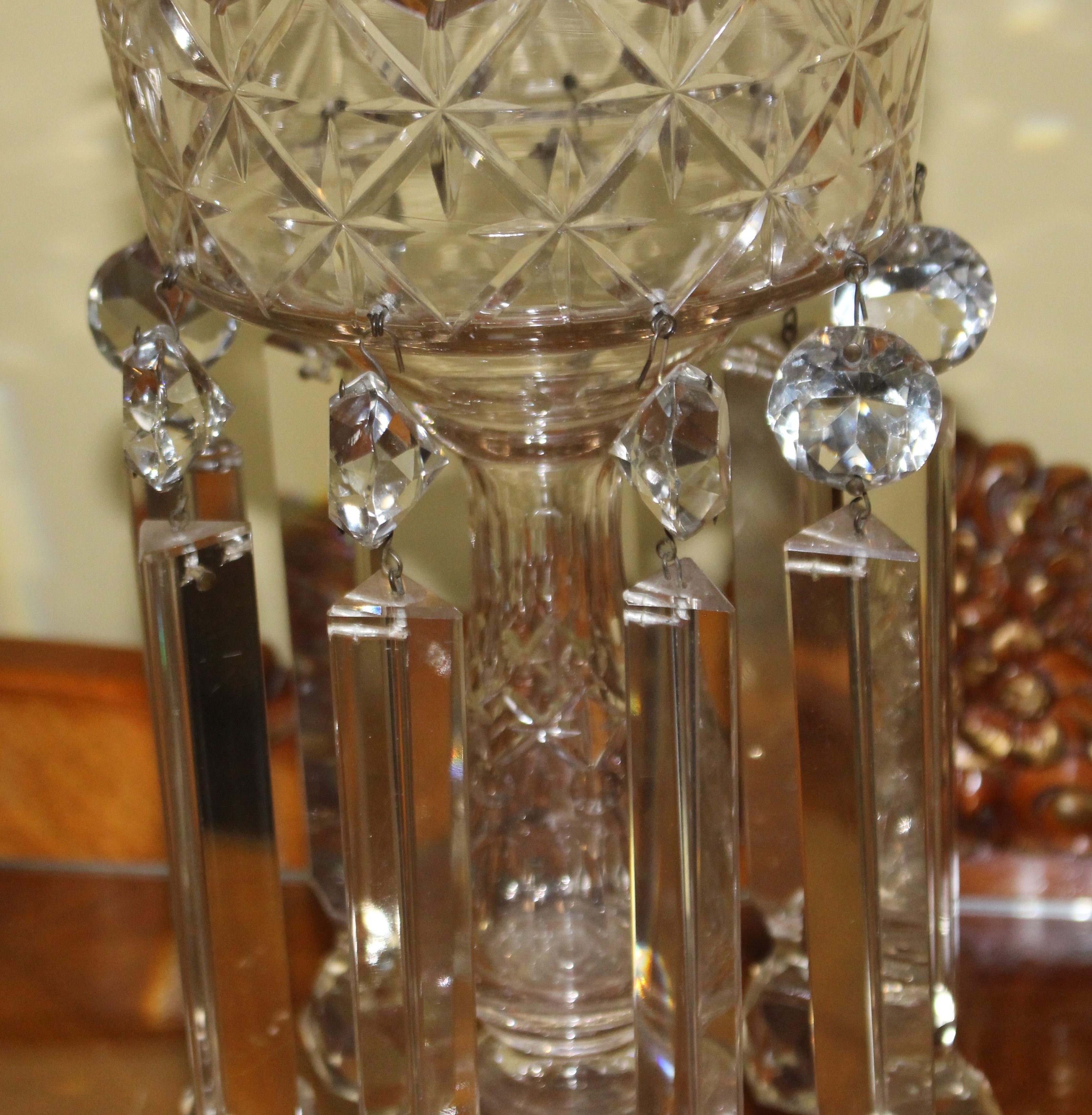 Pair of Heavy Georgian Cut Glass Lustres - Image 7 of 8
