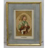 Antique Illuminated Watercolour of Saint Rochus c.1900