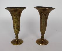 Pair of Indian Brass Trumpet Vases