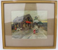 Soviet Town Oil on Board Signed C.Kazarine