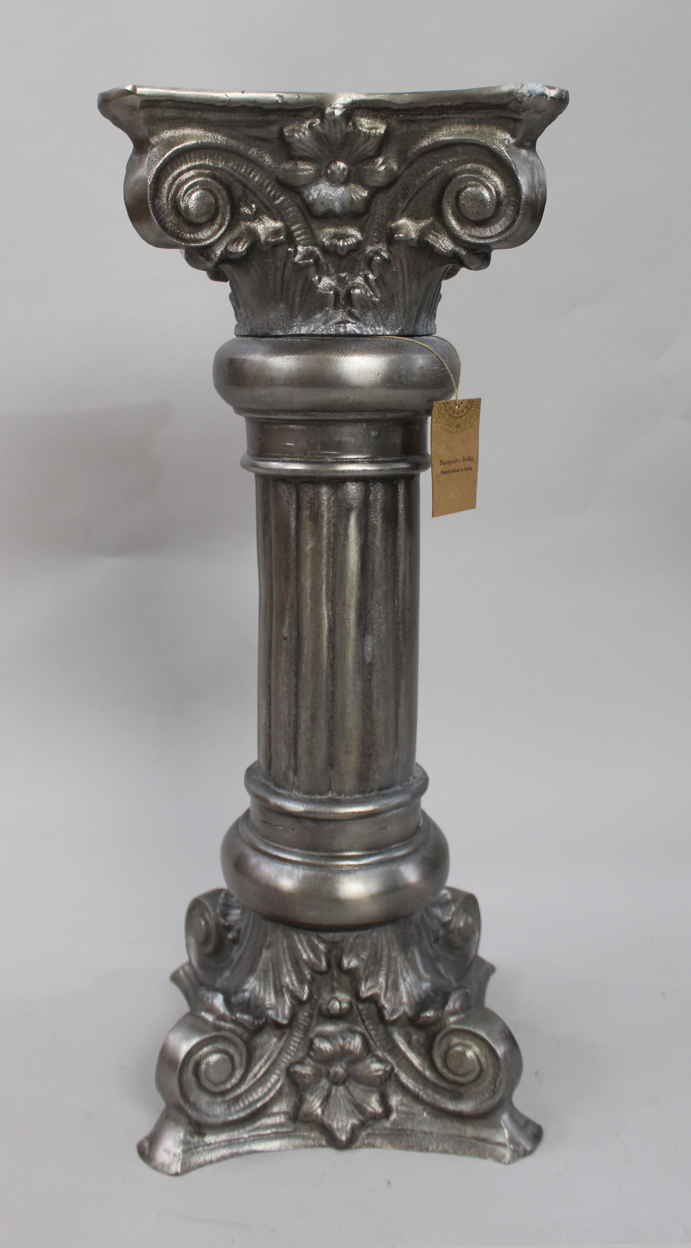 Ornate Silvered Column Pedestal Stand - Image 3 of 5