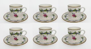 Set of 6 Royal Worcester Cups & Saucers